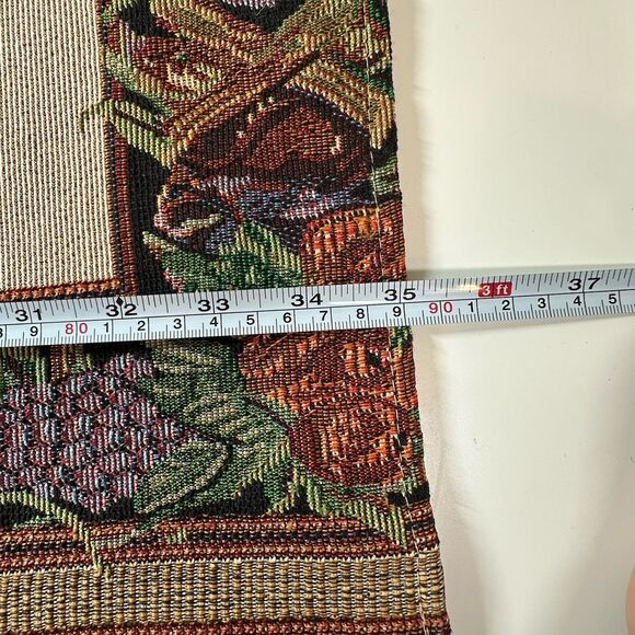 Vintage Tapestry Table Runner & 2 Matching Placemats Fruit Theme Fall - Picture 8 of 9